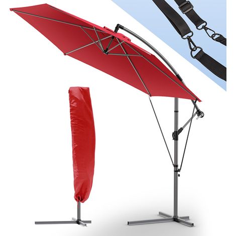 VOUNOT Ombrellone Decentrato da Giardino, Protezione Solare UV50+, Diametro 3M con Cinghia di Fissaggio, Rosso