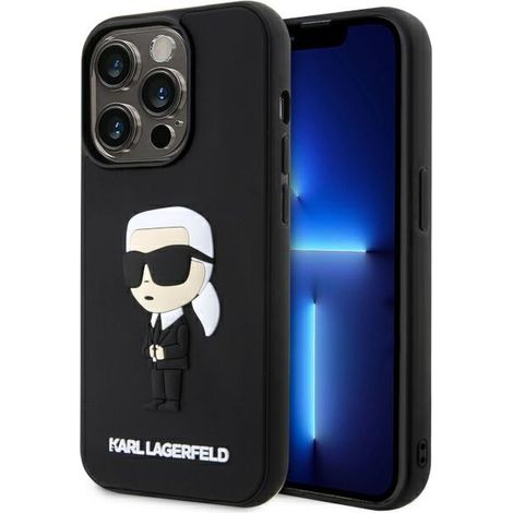 Karl Lagerfeld KLHCP14L3DRKINK iPhone 14 Pro 6,1 Zoll schwarze/schwarze Hartschalen-Hülle aus Gummi, Ikonik 3D (1/5)