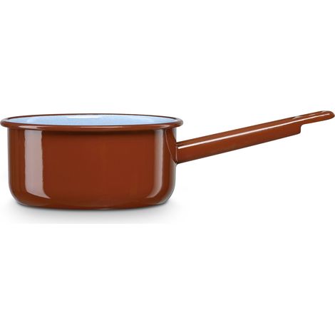 Briebe Terra Cazo Cocina Hervir Leche Acero Esmaltado 10cm Hervidor 0,45L, Inducción, Todo Tipo Fuego, Horno  Marrón