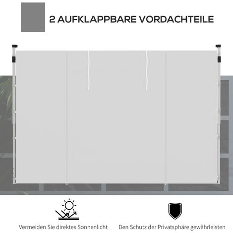 Rideaux de tonnelle, pack de 2, pour abris de jardin 3 x 6 m ou 3 x 3 m, avec ouvertures et portes, blancs (1/4)