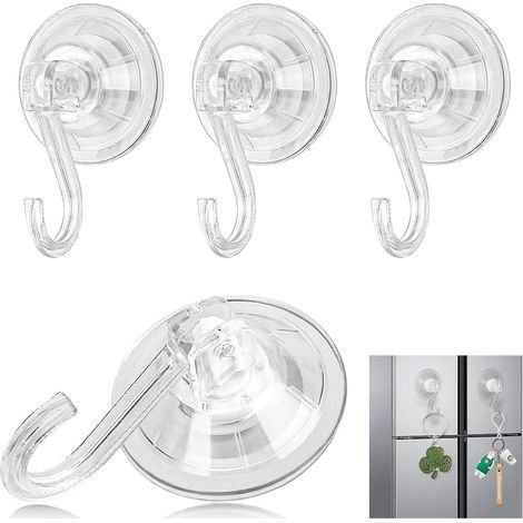 Lot4Crochet Ventouse Réutilisable Puissant Étanche Transparent Amovible Ventouse Avec Crochet pour Carrelage de Douche Fenêtre de Salle Bain Porte en Verre Cuisine (1/5)