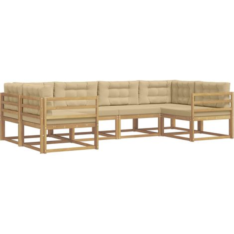 Outdoor Sofa Set 6 pcs White and Beige vidaXL