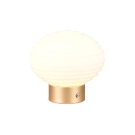 REALITY LEUCHTEN R57771101 EARL R57771101 LAMPE DE TABLE À 4 LED AVEC BATTERIE EN MÉTAL LAITON MAT ET VERRE BLANC 1,5 W (1/3)