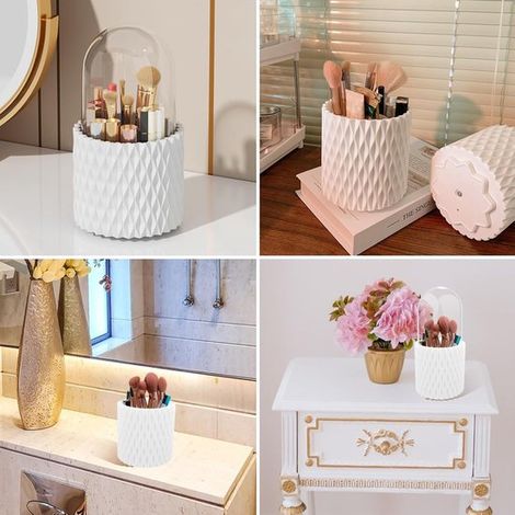 Organizzatore per trucchi girevole con cinque scomparti per cosmetici, bianco (1/5)