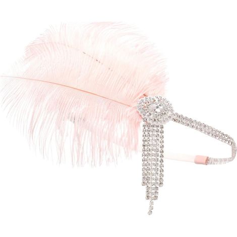Headband Plume - Style Années 1920 - Décoration Festive pour Costume Flapper - Taille 24 x 16 cm - Élastique 0.8 cm - 1 Pièce (1/5)