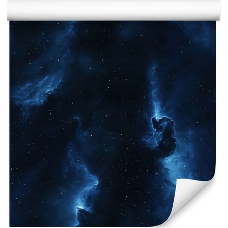 Carta da parati acquerello galassia blu navy, nero e blu 50x1000 cm (1/5)