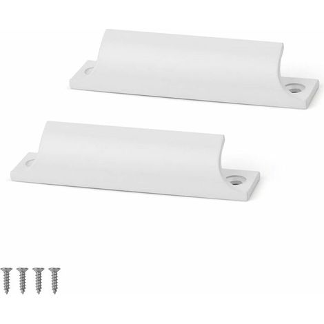 Poignées de meubles, poignées de portes coulissantes, poignées de meubles en aluminium pour tiroirs, portes, fenêtres, armoires, étagères, lot de 2 (blanches) (1/5)