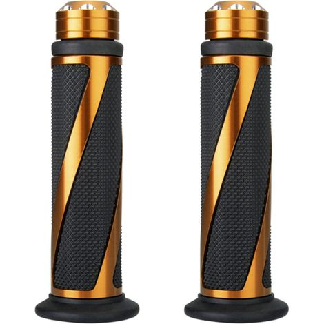 Poignées de guidon universelles en métal et caoutchouc, forme sergé, pour guidon de 22 mm (7/8"), motos sportives et de route. (1/5)