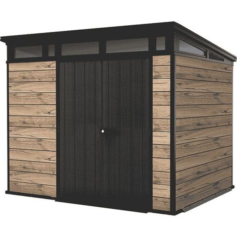 Keter – Abri de jardin résine 6m2 – Aspect bois Douglas – Toit renforcé acier – Résistant aux intempéries – Double porte verrouillable