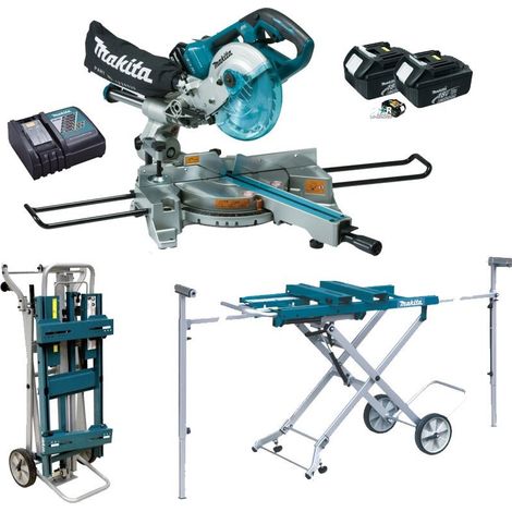 Makita DLS714NZ Slide Compound Mitre Saw 18v 36v + 2 x 3.0ah + DEAWST05 Stand