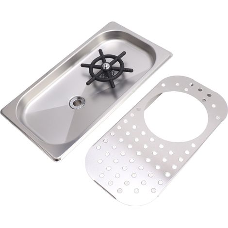 Rince-pichets/lave-tasses en acier inoxydable 304, lavage haute pression avec bac de récupération et tuyau, idéal pour bars et cafés. Couleur : acier inoxydable A.