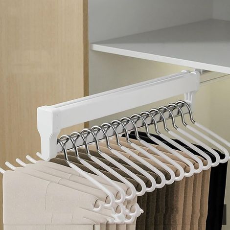 Ausziehbare Kleiderstange - Aufbewahrungsständer für Hosen und Mäntel - Ausziehbare Kleiderstange für den Kleiderschrank, (Weiß, 442 mm)