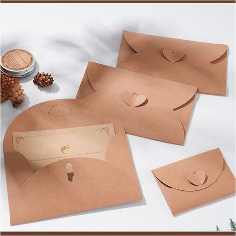 3 envelopes+stationery, kraft paper, love envelopes, lovers' love letters, literary romance, retro European creative Valentine's Day cards. (1/4)