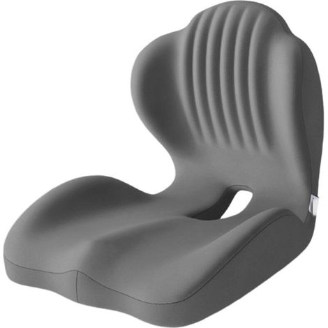 Coussin ergonomique forme L en mousse mémoire de forme tout gris, soutien lombaire polyvalent, soulage les douleurs du coccyx et du nerf sciatique