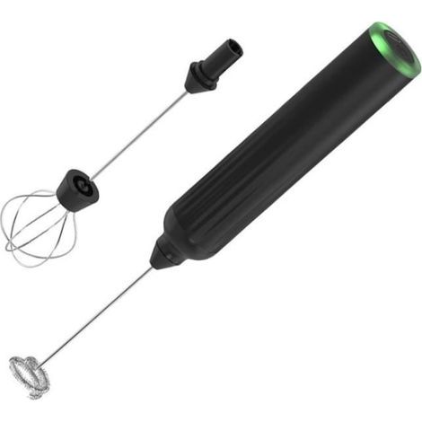 (Schwarzer) Milchaufschäumer, elektrischer Milchaufschäumer aus Edelstahl und Aluminiumlegierung mit leistungsstarkem 6500-U/min-Motor (1/4)