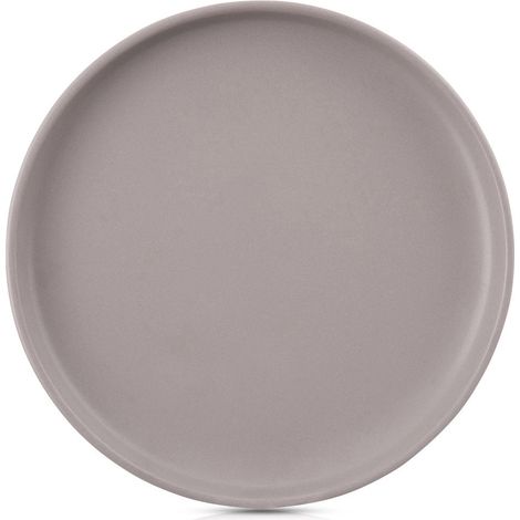 Assiette plate en céramique grise, 26,5 cm, compatible micro-ondes