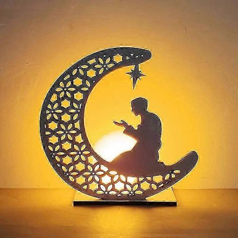 Lampe décorative artisanale en bois, lampe décorative créative du Moyen-Orient pour les fêtes, lampe décorative LED lunestyle6 (1/2)
