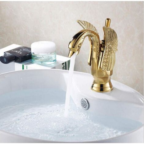 Robinet de lavabo - laiton - doré - pour vasque et toilettes (1/4)