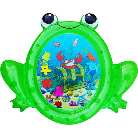 Tapis d’Eau Bébé 0 à 3 âges, Cossin d’eau Gonflable en PVC, Forme de Grenouille, Jouet d’Été Aquatique (1/5)