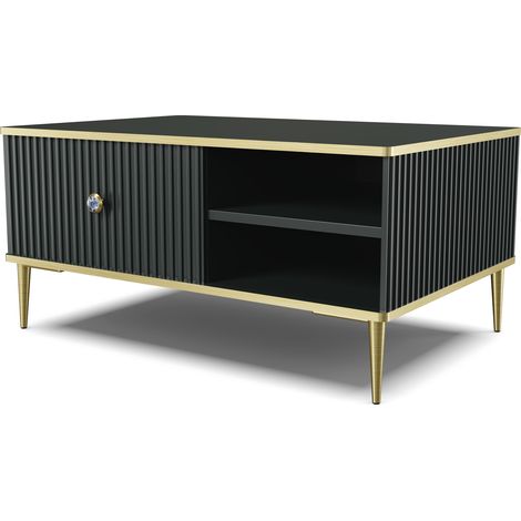 Couchtische PETRA 90x60cm schwarz matt mit goldenen beinen