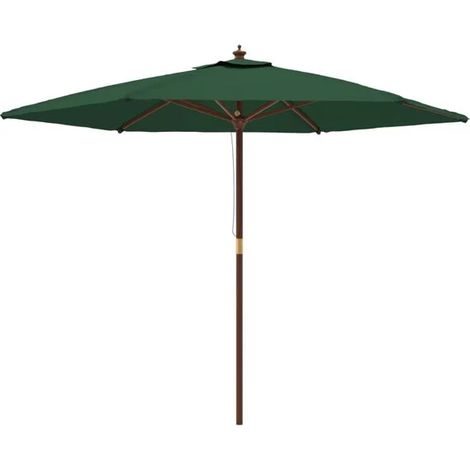 Parasol de jardin avec mât en bois vert 299 x 240 cm - Parasol de jardin protection UV terrasse extérieur ombrage (1/5)