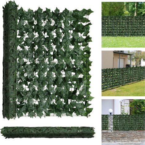 Wolketon Siepe artificiale 1 x 3 m, frangivista estensibile con foglie di patata dolce verde scuro, pannello decorativo per balcone, terrazza e giardino, con 100 fascette da 10 cm