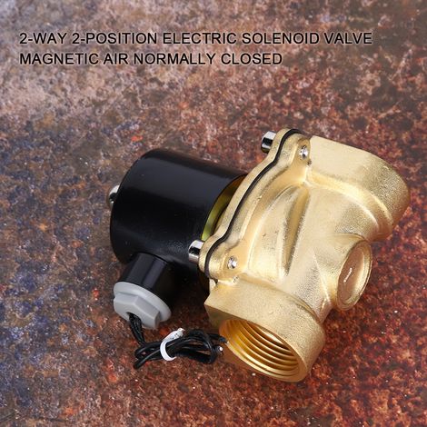 Électrovanne magnétique pneumatique normalement fermée, 2 voies, 2 positions, 1 pouce, en laiton, 12 V CC