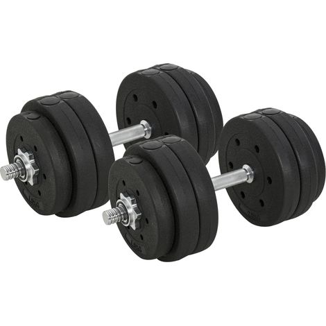 30-kg-Set verstellbare Hanteln mit Scheiben und Verbindungsstangen aus Stahl/PU, schwarz MODENUIT (1/3)