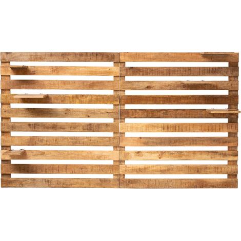 Made In Meubles – Tête de lit en bois 210x120 cm – Étagère intégrée – Style bohémien minimaliste – Pour chambre à coucher moderne (1/5)