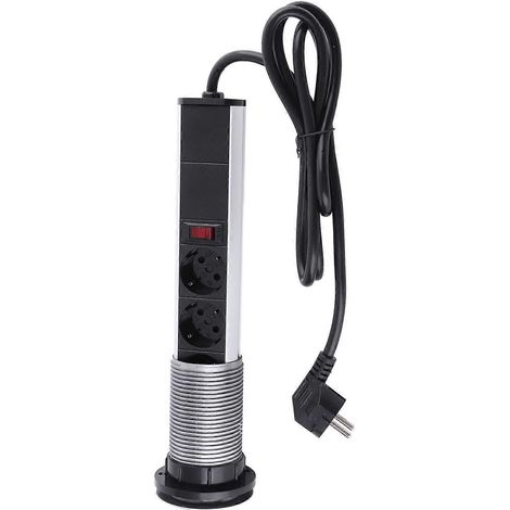 Ausziehbare Pop-up-Steckdose mit 3 Steckern und USB-Anschluss, eingelassene Arbeitsplattensteckdose aus Aluminiumlegierung, AC25