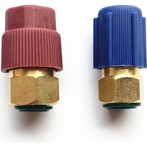 Adaptateurs de Recharge Climatisation R12 à R134a - 2 Pièces, Filetage 7/16" et 3/8", avec Soupapes Intégrées- (1/5)