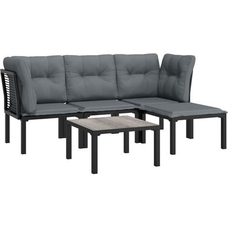 Mobili da giardino mobili da esterno set di mobili 5 pezzi in resina intrecciata nera e grigia 020016613
