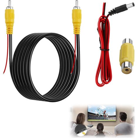 Câble Vidéo Rca Double Blindage de 6m, Mâle à Mâle Cable Rca Rallonge Avec Prise Vidéo Jaune Vers Prise Femelle Et Câble D'alimentation pour Connecter Un Moniteur Et Caméra de Recul (1/5)