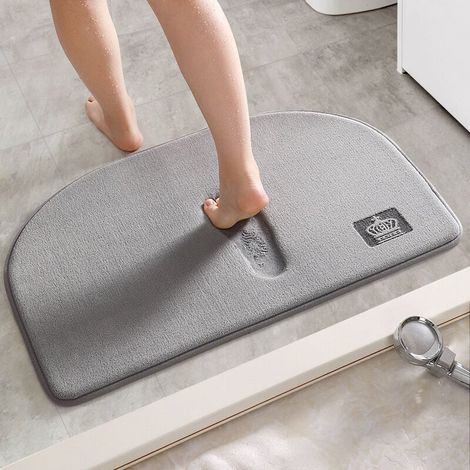 40x60cm, gris Tapis de bain antidérapant demi-cercle, tapis de bain, tapis de douche antidérapant pour chambre et salle de bain, doux et confortable (1/3)