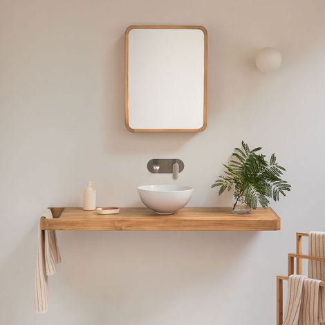 Set di mobili da bagno sospeso 130x45 cm in legno di teak Neill SKLUM (1/5)