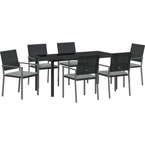 Maison Exclusive - Set da Pranzo per Giardino 7 pcs Nero e Grigio Chiaro