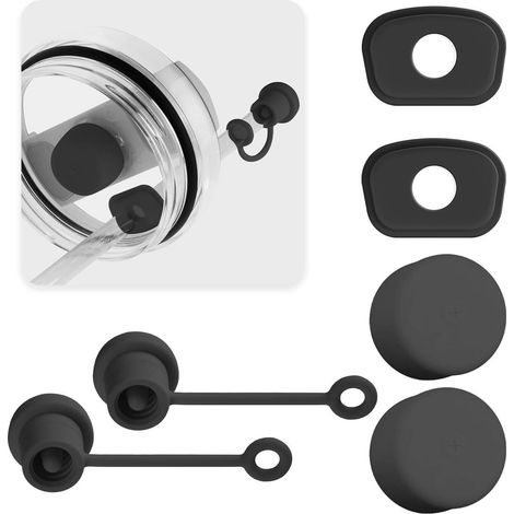 Strohhalmabdeckung Silikon Auslaufschutz Tumbler 850ml Schwarz 6 Stück (1/5)