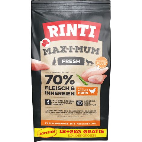 Rinti Max-i-Mum Hundetrockenfutter Adult 12 + 2 kg Huhn Trockenfutter