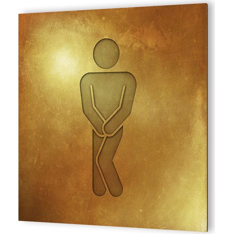 Panneau pictogramme de signalisation · Toilettes Hommes Humoristique Texture Gold (1/5)