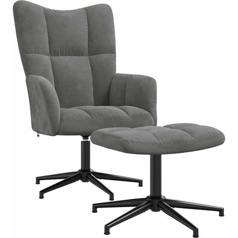 Maison Exclusive - Relaxsessel mit Hocker Dunkelgrau Samt (1/5)