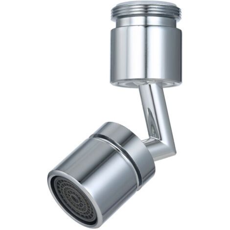 HOXILEELEO - Filtre anti-éclaboussures grand angle pour robinet de cuisine, douchette de salle de bain, rallonge, argenté, sortie unique + adaptateur à dents internes (1/5)