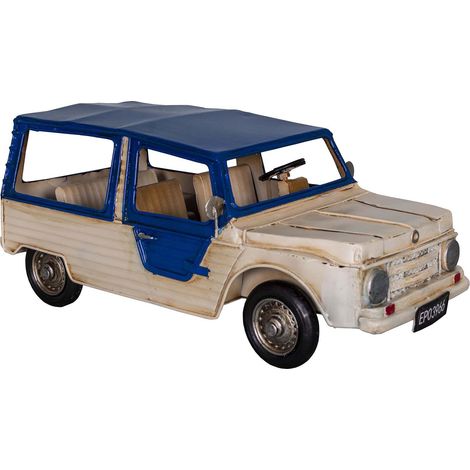 Citroen Mehari en fer blanc et bleu (1/3)