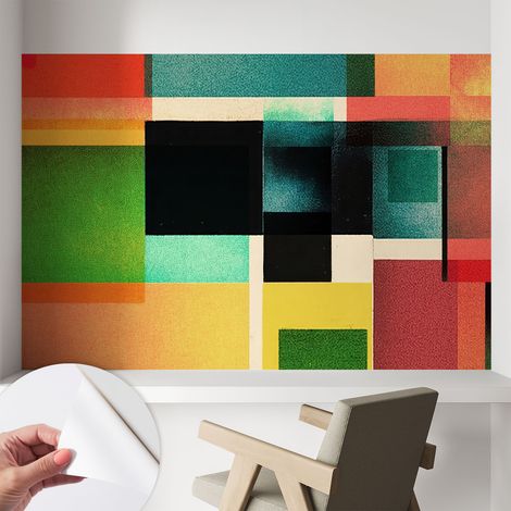 Papier peint autocollant Mural avec colle pour salon et chambre Décoration murale rapide Abstraction géométrique 104x70 cm (1/5)