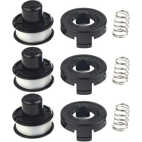 QORVA-3 x S'applique à Bobine de fil et remplacement Black & Decker RS136 Bobine de coupe-bordures Ensemble de ressorts Corde de tonte en nylon