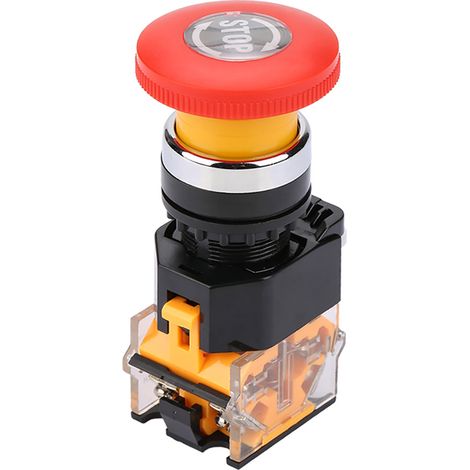 Bouton d'arrêt d'urgence autobloquant rouge de 22 mm avec une grosse tête en forme de champignon