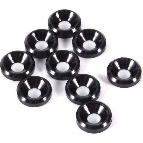 Lot de 10 rondelles à tête fraisée M4 en aluminium anodisé Noir (1/4)