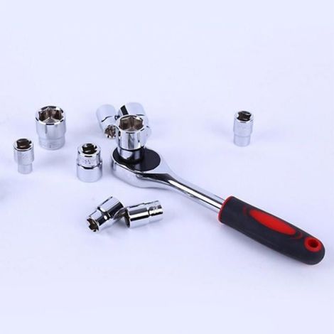 Jeu de 12 clés à cliquet 6.35mm, douilles poignée bidirectionnelle, tige extension, mécanicien (1/4)