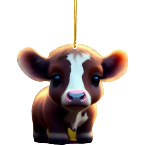Ornement créatif de Noël : Buffle des Highlands, sapin de Noël, décoration de plateau Yak, pendentif en acrylique. (1/2)