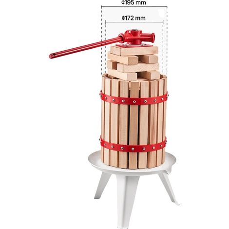 Prensa para vino de frutas, madera de haya natural, extracción eficiente de jugo, 6 litros (1/2)