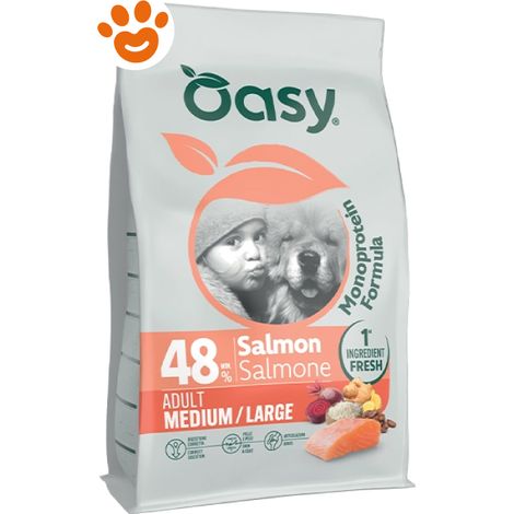 Oasy Dog Monoprotein Formula Adult Medium/Large con Salmone - Sacco 10 Kg -